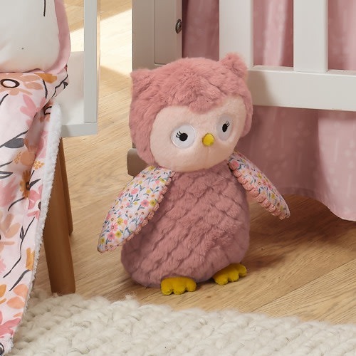 Lambs & Ivy Little Garden Textured Floral Plush Owl Stuffed Animal Toy - Twiggy