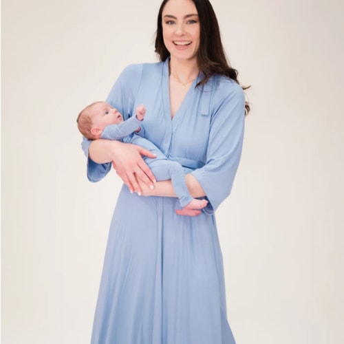 Lila Labor Postpartum Gown in Periwinkle Blue