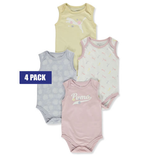 Puma Baby Girls' 4-Pack Bodysuits 6-9M