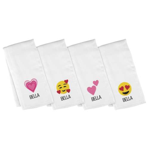 Personalized Emoji Burp Cloth - 4 Pack Lots of Love