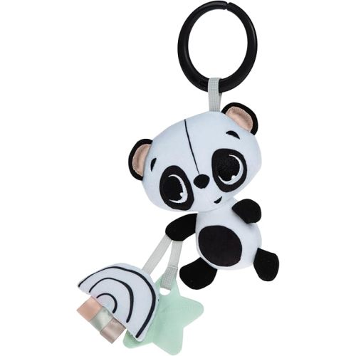 Tiny Love Panda Take Along Plush Infant Baby Rattle Stroller Toy, Black & White