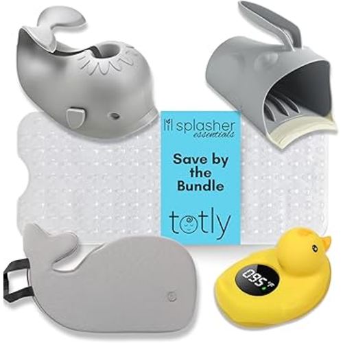 5 Pcs Baby Bath Essentials Set - Bath Thermometer, Baby Bath Mat, Bath Spout Cover, Bath Rinse Cup, Bath Kneeler - Baby Bath Accessories