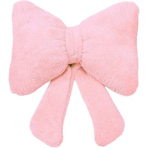 S-SNAIL-OO Bow Pillow Stuffed Pink Christmas Bow Pillow Bow Shaped Throw Pillow Car Backrest Cushion Home & Car Decoration (Pink, 19.7x13.8 in)