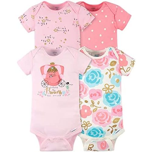 Gerber baby-girls 4-pack Short Sleeve Onesies Bodysuits