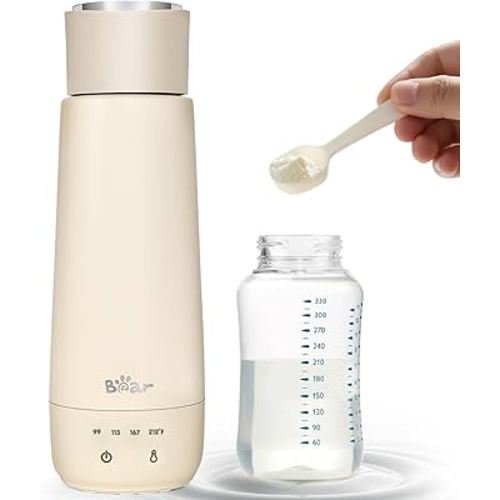 Bear Milk Warmer, Fast Water Warmer for Baby Formula with 10 Oz Large Capacity, Accurate 4 Temp Setting and Automaticlly Keep Warm, Portable Bottle Warmer(No Battery, 110V Only)
