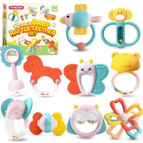 Joyfy Baby Rattles 0-6 Months, 10 Pack Baby Teething Toys, Soothing Teether for Baby, Newborn Baby Boy Girl Rattles Set Gifts