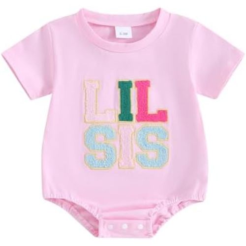 VISGOGO Sister Matching Outfit Short Sleeve BIG SIS T-Shirt Tops LIL SIS Rompers Baby Girls Clothes Shirts