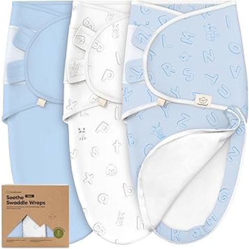 Baby Swaddle Sleep Sacks with Zipper - 3-Pack Swaddles for Newborns 0-3 Months, Infant, Baby Girls, Boys, Soft & Durable Newborn Sleep Sack, Easy Diaper Change Swaddling Blanket (ABC Land Cloud)