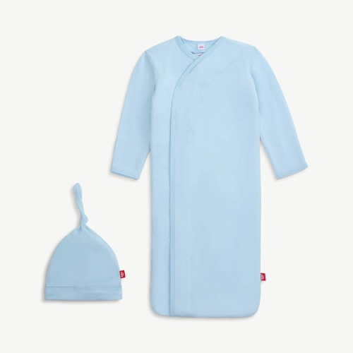 baby blue modal magnetic cozy sleeper gown + hat set – Magnetic Me