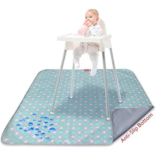 Splat Mat for Under High Chair Mat, Mealtime Baby Art/Crafts/Playtime, Anti Slip Waterproof Splash Machine Washable Portable Picnic Floor Feeding Table Cloth, 42x46 Inch
