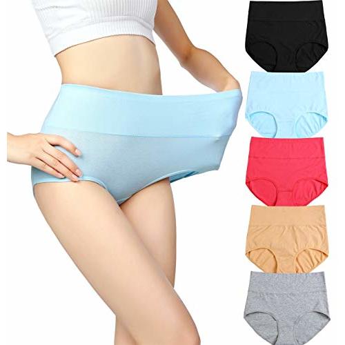 cauniss Womens High Waist Cotton Panties C Section Recovery Postpartum Soft Stretchy Full Coverage Underwear(5 Pack)