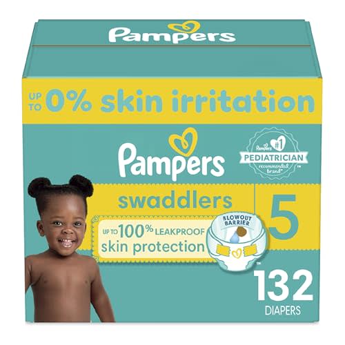 Pampers Swaddlers Diapers - Size 5, One Month Supply (132 Count), Ultra Soft Disposable Baby Diapers