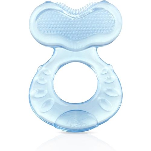Nuby Silicone Teethe-EEZ Teether with Bristles, Includes Hygienic Case, Blue
