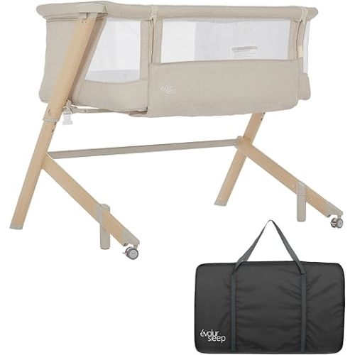 Stellar Bassinet and Bedside Sleeper, Easy to Fold and Carry, Lightweight and Portable Baby Bassinet, Height Adjustable, Mattress Pad Included, Beige