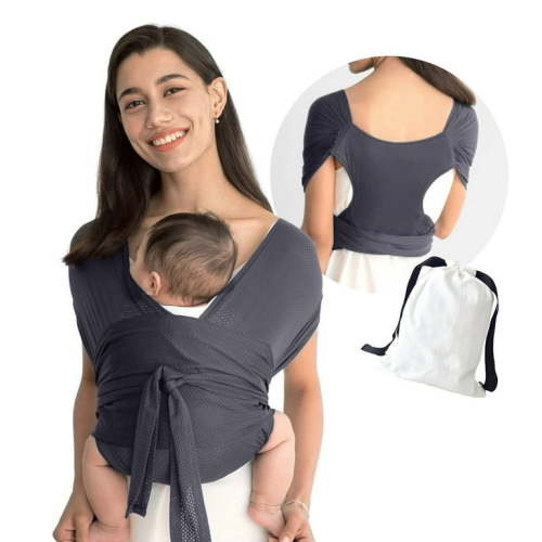 Baby Wrap Carrier, Easy to Wear Infant Carrier Slings, Lightweight Hands Free Baby Sling, Adjustable Baby Carriers for Newborn to Toddler 8-35 lbs, Deep Grey