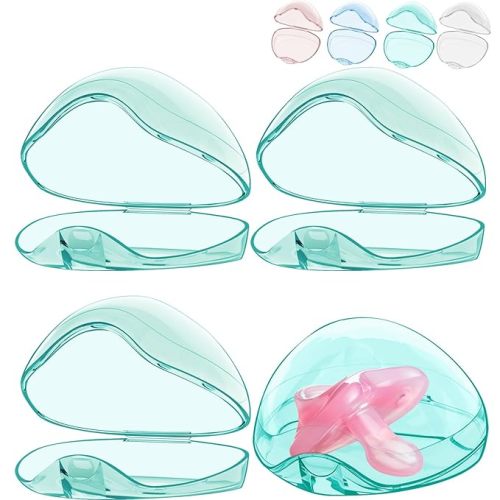 Pacifier Case,4 Pack BPA Free Pacifier Holder Case,Transparent Container Box for Baby Binky(Not Included),Essential Pacifier Accessories,Alway Keep Paci Clean,Easy to Clean(Green)