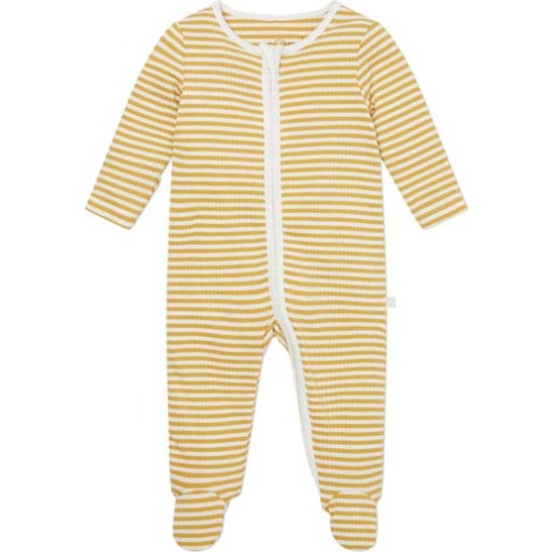 Rib Fitted One-Piece Footed Pajamas, 3-6M