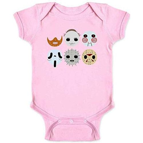 Pop Threads Horror Masks Monster Scary Movie Halloween Spooky Baby Toddler Kids Girl Boy T-Shirt