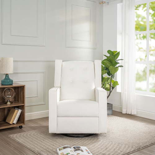 Naomi Home Microfiber Metal Living Room Stress Relief Rocker Recliner Chair, Bright White