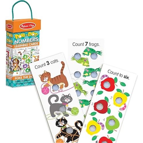 Melissa & Doug Poke-A-Dot Jumbo Number Learning Cards - 13 Double-Sided Numbers, Shapes, and Colors Cards with Buttons to Pop Interactive Learning Activity For Kids