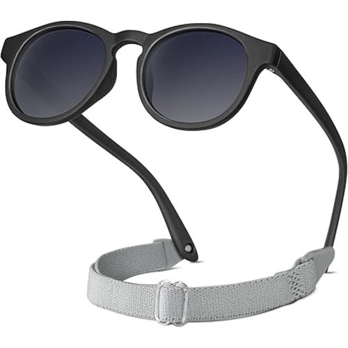 RIVBOS Baby Wrap Polarized UV400 Sunglasses - Soft Frame with Secure Strap for Infant and Newborn (0-18 Months) RBK070