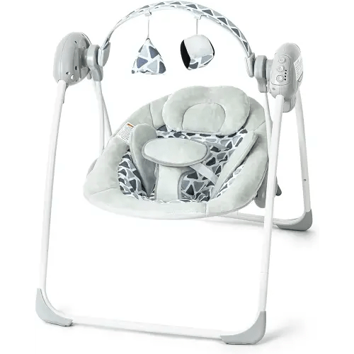 Baby Swings for Infants, Portable Baby Swing Folds Easy with Adaptable Speed, Music,Timer,Baby Swing Indoor/Outdoor,Infant Swing for Babies 0-6 Months 6-20 lbs Grey