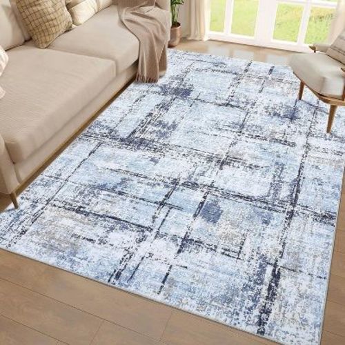Machine Washable Rug, Soft Modern Abstract Rug, Non Slip Non Shedding Low Pile Floor Carpet, for Living Room Bedroom