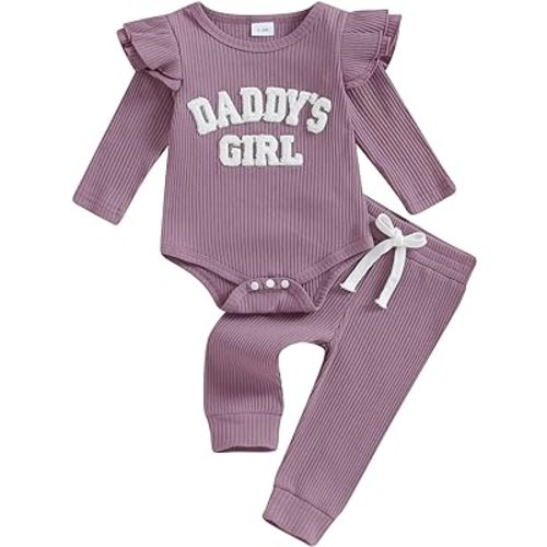 FYBITBO Fall Winter Baby Girls Clothes Newborn Knit Romper Ruffle Long Sleeve Bodysuit Pants Infant Outfits Clothing Sets