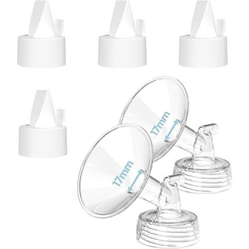 Flange Inserts for Spectra, Spectra Replacement Pump Parts for S1/S2/9 Plus, Not Original Accessories, Breast Pump Parts Include 2-Pack17MM Flanges and 4-Pack Duckbill Valves