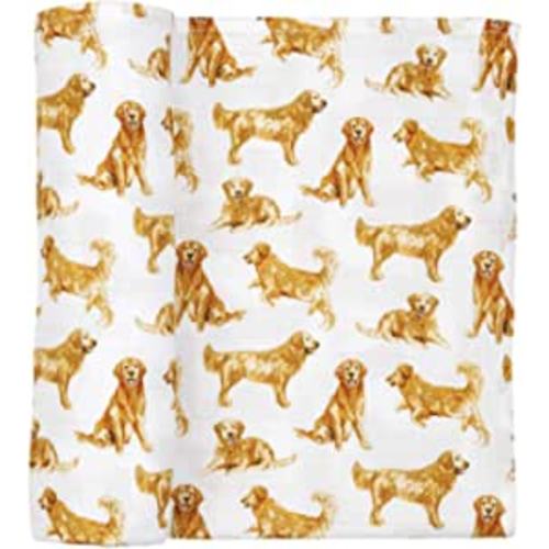 Mud Pie Golden Retriever Muslin Swaddle Blanket, 47" x 47"