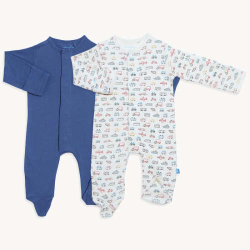 Midnight drive organic cotton magnetic footies | 2 set