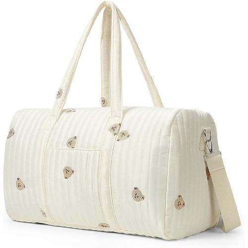 BBIQI BBIQI Quilted Duffle Bag for Women Teddy Bear Duffel Bags for Travel Cute Weekender Bags Baby Hospital Bag
