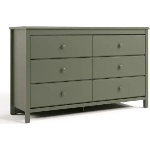 Storkcraft Alpine 6 Drawer Double Dresser (Olive) – GREENGUARD Gold Certified Nursery Essential, Kids Storage Chest, Bedroom Organizer, Modern Dresser, Easy to Match