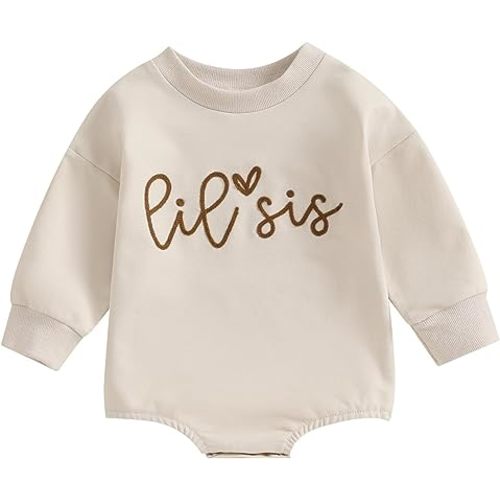 Twopumpkin Baby Toddler Girl Boy Sweatshirt/Romper Long Sleeve Sister Brother Matching Outfit Newborn Clothes