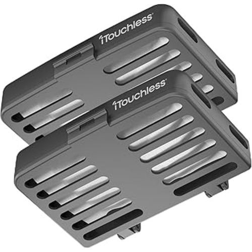 iTouchless AbsorbX Odor Removal Kit with Replaceable Deodorizer, Stick On Deodorizer Activated Carbon Filters eliminate smell in Closet, Drawer, Pantry, Shoe Rack, Locker, Trash Can (2-Pack)