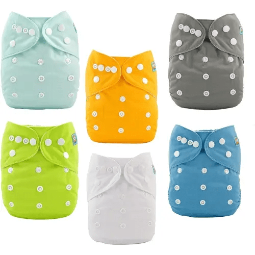 ALVABABY Baby Cloth Diapers 6 Pack with 12 Inserts One Size Adjustable Washable Reusable for Baby Girls and Boys 6BM98