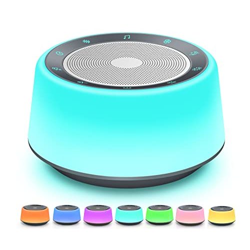 BGOVERSS White Noise Sound Machine, Baby Sound Machine Kids with 30 Soothing Sounds and 7 Colors Warm Night Light for Sleeping, 5 Timers Portable Plug in Sound Machine for Baby, Adults，Grey Color