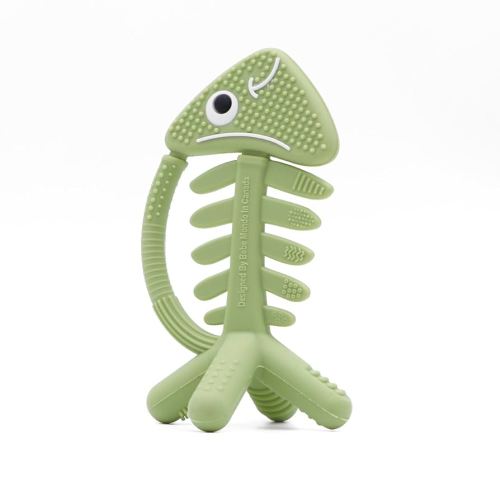 3in1 Infant Toys, Baby Teething Toys 3-6 6-12 Months, Teethers for Babies 3-6-12 Months, for Teething Relief, Baby Gift, Silicone,Sensory Toys 0-6 Months,USA Patent Pending,Fish,(Olive)