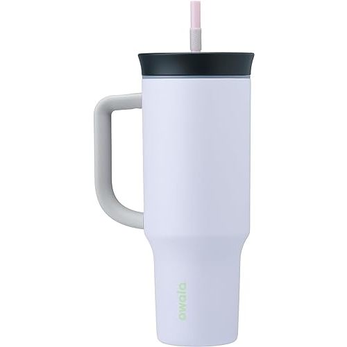 Owala Stainless Steel Triple Layer Insulated Travel Tumbler with Spill Resistant Lid, Straw, and Carry Handle, BPA Free, 40 oz, Purple (Bunny Hop)