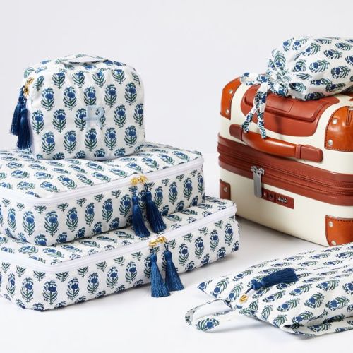 5 Piece Block Print Packing Cube Set