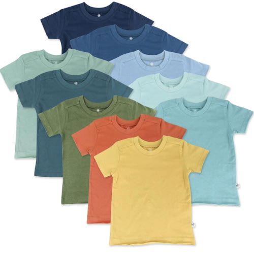 HonestBaby Multipack Short Sleeve T-Shirt Tee 100% Organic Cotton Infant Baby, Toddler, Little Kids Boys, Girls, Unisex