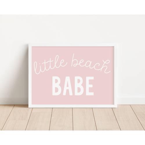 Pink surf nursery decor, little beach baby sign, beachy room decor, surf girl art print, surf nursery girl theme, pink surf print,