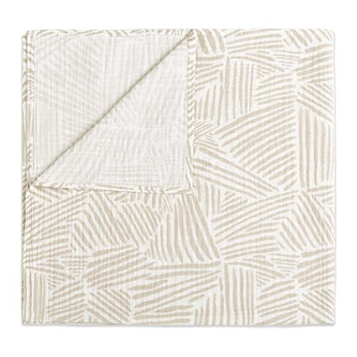 Babyletto 100% Organic Cotton Swaddle, GOTS-Certified, Ultra-Soft and Breathable Muslin - Oat Stripe