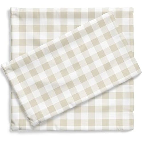 Pobi Baby - Premium Twin Fitted Sheet, Flat Sheet with Pillow case - Ultra-Soft Cotton Blend, Stylish Woodland Pattern, Deep Pockets - Twins Sheets - 3 PC (Gingham Khaki)