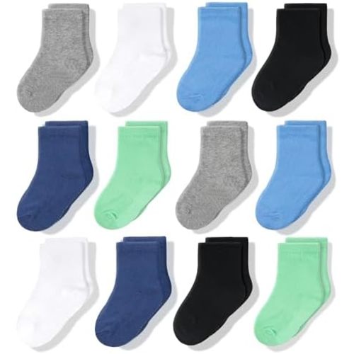 CozyWay Baby & Toddler Socks Crew Comfy Cotton Socks For Girls and Boys Babies Soft & Breathable Infant - 12 Pack