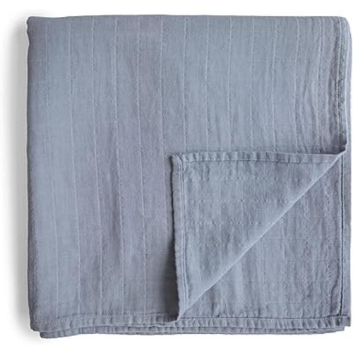 mushie Muslin Baby Swaddle Blanket | 100% Organic Cotton (Tradewinds)