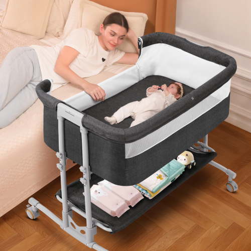 Babyeap Baby Bassinet Bedside Sleeper Bassinet For 0-5 months Baby Unisex (Dark Gray)