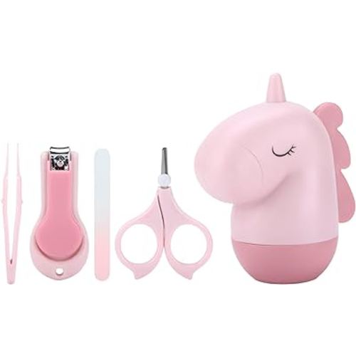 Baby Nail Kit Baby Nail Clippers Set with Cute Case Nail Clipper Scissors Tweezers Baby Nail File Baby Nail Grooming Kit Kids Nail Clippers for Newborn Infant Toddler(Cartoon fan)