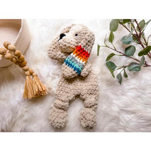 Plush Puppy Lovey, Snuggler, Stuffed Dog for Babies, Baby Lovey Animal, Baby Cuddle Blanket, Stuffed Animal, Toddler Gift, Security Blanket