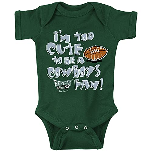 Smack Apparel Philadelphia Football Fans. I'm Too Cute to be a Cowboys Fan. Green Onesie or Toddler Tee (NB-5T)